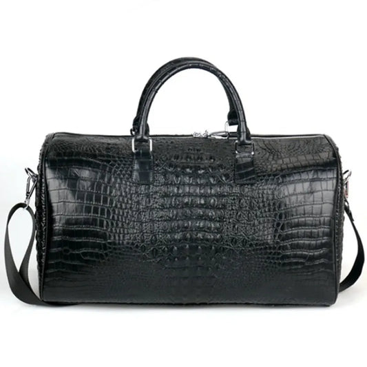 Leather Travel Bag Large Crocodile Pattern