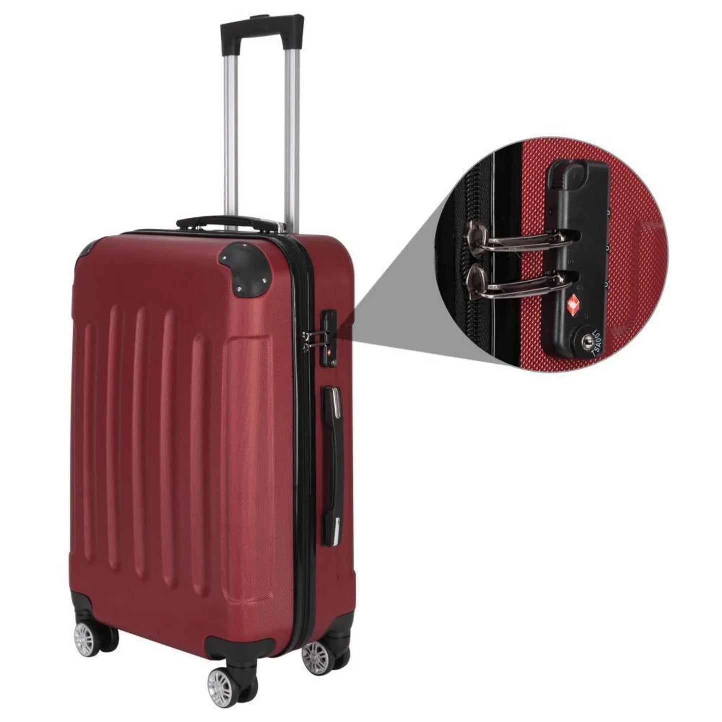 Wine Red 3 Pieces Travel Luggage Set