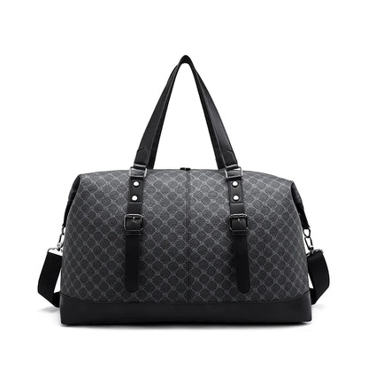 Printed leather men's handbag