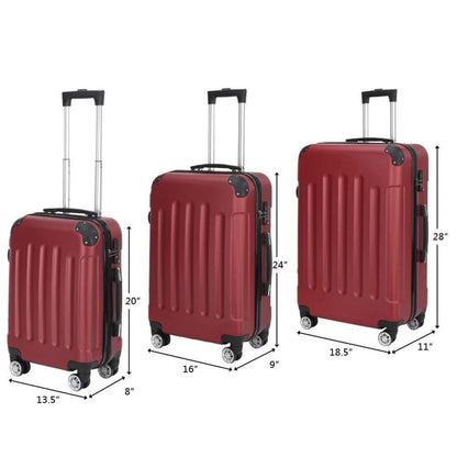 Wine Red 3 Pieces Travel Luggage Set